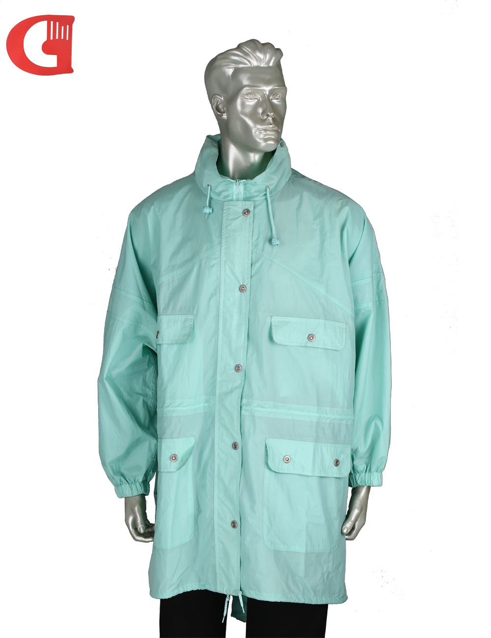  Raincoat Polyester Cycling Rain Jacket with Concealed Hood